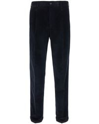 PT Torino - Dark Chino Pants With Front Pleats And Logo Patch On Th - Lyst