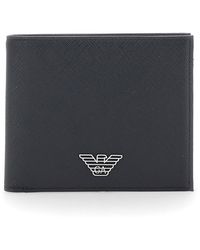Emporio Armani - Bifold Wallet With Metallic Logo On The Front In - Lyst