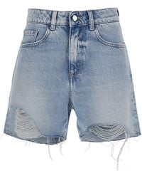 ICON DENIM - Bermuda Pants With Wide Leg And Logo Patch On Th - Lyst
