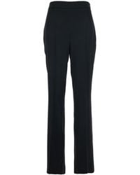 Twinset - High-Waisted Pants With Zip Closure And Logo Plate On The Back - Lyst
