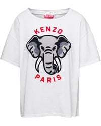 KENZO - Oversize T-Shirt With Elephant And Logo On The Chest - Lyst