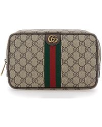 Gucci - 'Ophidia' Clutch With Gg Plate Details On The Front And Web Detail On The Front - Lyst