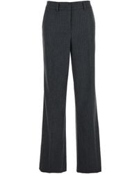 Plain - Pants With Belt Loops And All-Over Striped Motif - Lyst