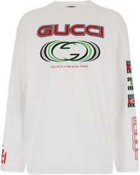 Gucci - Crewneck T-Shirt With Printed Logo On The Front - Lyst