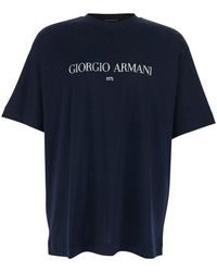 Giorgio Armani - Crewneck T-Shirt With Logo Lettering On The Front - Lyst