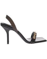 Givenchy Woman's G Woven Braided Leather Sandals With Chain - Black