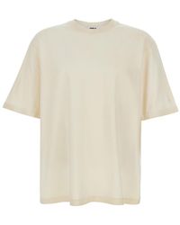 Golden Goose - Cream Crew Neck T-Shirt With Back Logo Print - Lyst