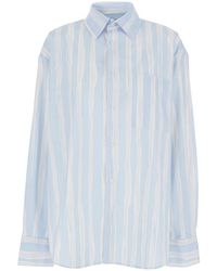 Jacquemus - 'La Chemise Camargue' Light Shirt With Classic Collar And All-Over Striped Motif - Lyst