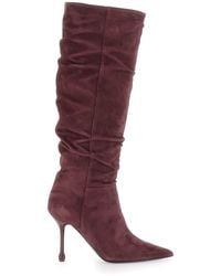 Le Plain - Suede Knee-High Boots With 90 Mm Heel For - Lyst