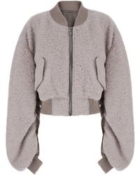 Rick Owens - 'Secchia Flight' Faded Bomber Jacket With Ruched Sleev - Lyst
