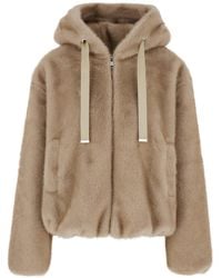 Le Plain - Shearling With Hood And Pockets - Lyst