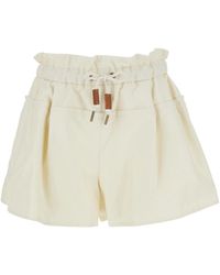 Moncler - Shorts Con Design A Strati E Coulisse Sul Fronte - Lyst
