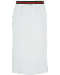 Gucci - Gonna Con Dettaglio Web Sulla Vita E Ricamo Logo Lettering Sul F - Lyst