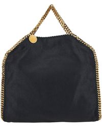 Stella McCartney - '3chain' Black Tote Bag With Logo Engraved On Charm In Faux Leather Woman - Lyst
