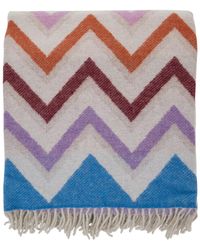 Missoni - 'Watamu' Blanket With Zigzag Motif And Fringed - Lyst