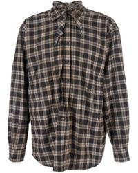 DSquared² - 'D2 X Magliano' Shirt With Tie Detail On The Front And All-Over Check Motif - Lyst