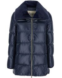 Herno - Piumino Con Colletto Con Pelliccia E Design Trapuntato - Lyst