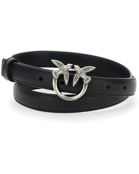 Pinko - 'Love Berry' Belt With Love Birds Diamond Cut Buckle - Lyst
