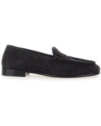 Bottega Veneta - 'Silenzio' Loafers With Rounded Toe And Woven Mot - Lyst