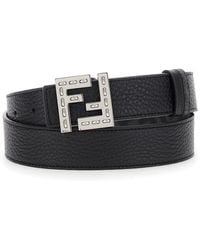 Fendi - Cintura Con Placca Logo Ff Metallica E Sul Fronte - Lyst
