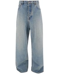 Balenciaga - Light High-Waisted Baggy Jeans With Logo Patch - Lyst