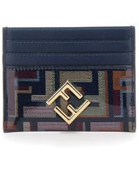 Fendi - Multicolour Card Holder With Metal Logo On Front And All-Over Ff Motif - Lyst
