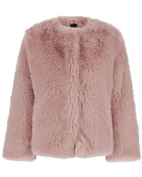 Le Plain - Crewneck Fur Jacket With Concealed Front Closure - Lyst
