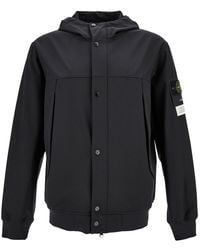 Stone Island - Hooded Jacket With Logo Patch - Lyst