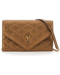 Saint Laurent - Crossbody Bag With Chain Strap And Cassandre Plaque On The Front - Lyst
