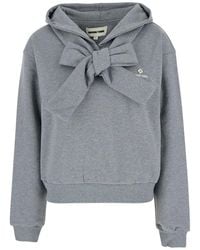 ShuShu/Tong - Tie Front Bow Hoodie With Long Sleeves - Lyst