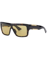 Bottega Veneta - Aviator Sunglasses With Square Lenses And Metal Plates On The Side - Lyst