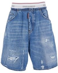 DSquared² - Shorts With Elastic Waist With Logo Lettering And Five-Pocket Design - Lyst