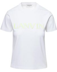 Lanvin - T-Shirt Fit Classico Con Logo Frontale Bianca - Lyst