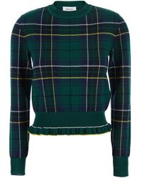 McQueen - Maglione Girocollo Con Motivo Tartan E Bordo Sfrangi - Lyst