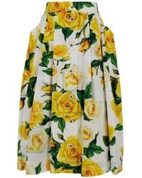 Dolce & Gabbana - Midi Skirt With All-Over Flower Print - Lyst