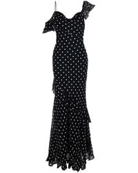 Self-Portrait - Long Dress Polka Dot' With V-Neck - Lyst