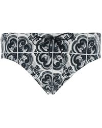 Dolce & Gabbana - And Swimsuit With All-Over Majolica Print - Lyst