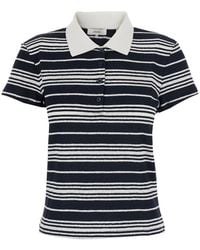 FRAME - T-Shirt The Striped S-S Polo With Collar And Short Sleeves - Lyst