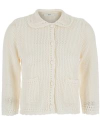 DUNST - Sweater With Classic Collar And Crochet Work - Lyst
