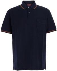 Gucci - Polo With Web Detail And Logo Lettering On The Front - Lyst