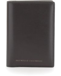 Brunello Cucinelli - Leather Wallet With Logo Lettering - Lyst