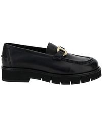 Ferragamo - Maryan Lug Black Leather Loafer - Lyst