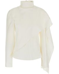 Rohe - Top With High Collar And Integrated Scarf - Lyst