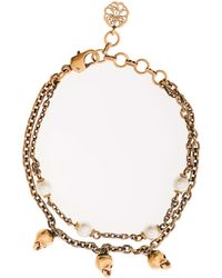 Alexander McQueen - Pearl-like Skull Chain Bracelet - Lyst