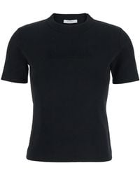 Max Mara Pure - 'Adelio' Crewneck T-Shirt With Tonal Logo Lettering - Lyst