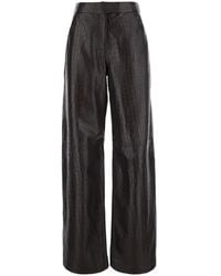 FEDERICA TOSI - Leather Pants With Crocodile Print And Pockets For - Lyst