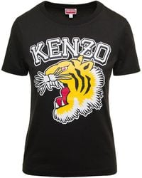 KENZO - T-Shirt Con Stampa Logo Tigre - Lyst