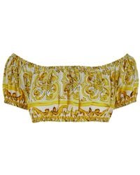 Dolce & Gabbana - And Crop Top With Majolica Print - Lyst