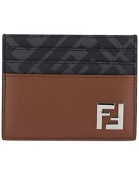 Fendi - Card Holder With Ff Plaque On The Front - Lyst