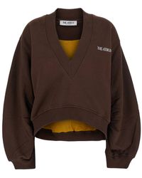 The Attico - Felpa Crop Con Scollo A V E Logo Lettering Sul Fronte - Lyst